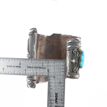 6.5" RW James Navajo Bird's Eye Kingman turquoise sterling silver cuff bracelet
