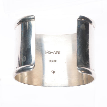 6.5" Glenn Paquin Lag Zuni wide band sterling silver cuff bracelet