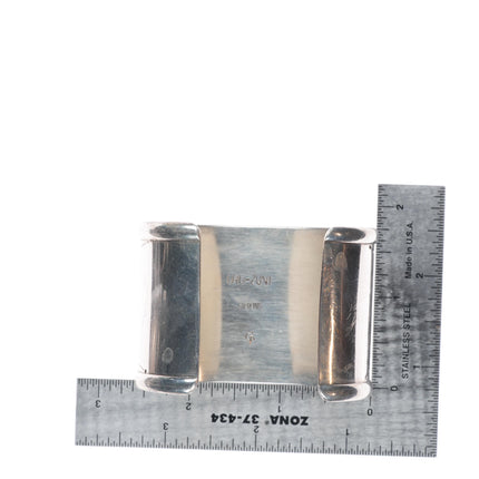 6.5" Glenn Paquin Lag Zuni wide band sterling silver cuff bracelet