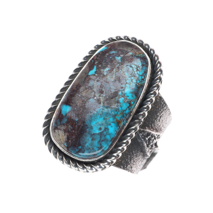 sz10 Kevin Yazzie Navajo Bisbee turquoise tufa cast sterling silver ring