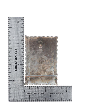 Vintage Mexican sterling silver chip inlay turquoise belt buckle