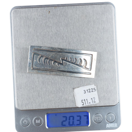 Slim vintage Navajo overlay belt buckle sterling silver