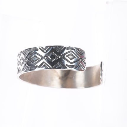 6.5" HRM vintage Navajo sterling silver deep stamped cuff bracelet