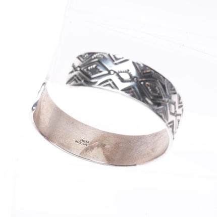 6.5" HRM vintage Navajo sterling silver deep stamped cuff bracelet