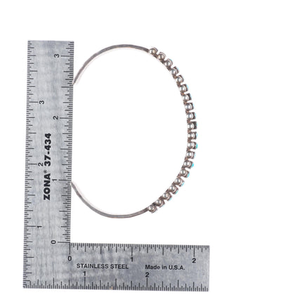 7.1" 30's-40's Zuni sterling silver turquoise row cuff bracelet needlepoint