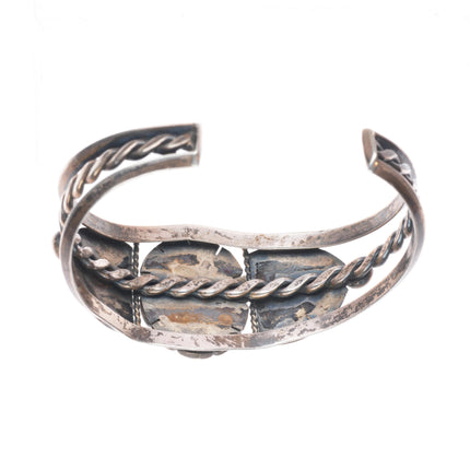 6.5" c1940 Navajo sterling silver cuff bracelet with #8 turquoise