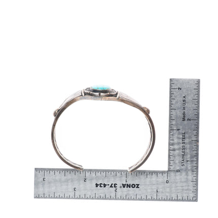 6.5" c1940 Navajo sterling silver cuff bracelet with #8 turquoise