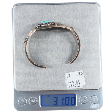 6.5" c1940 Navajo sterling silver cuff bracelet with #8 turquoise