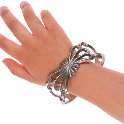 7" 40's-50's Vintage Navajo sandcast sterling silver cuff bracelet