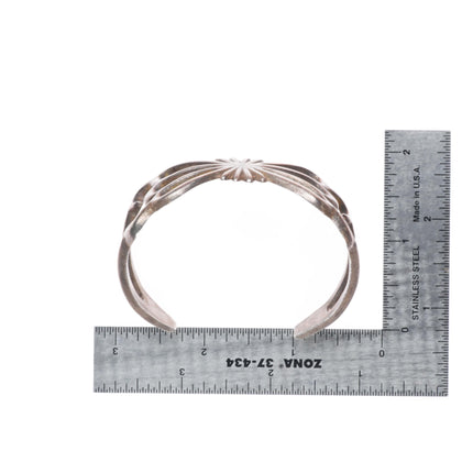 7" 40's-50's Vintage Navajo sandcast sterling silver cuff bracelet