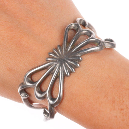 7" 40's-50's Vintage Navajo sandcast sterling silver cuff bracelet
