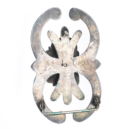 Huge vintage Navajo sterling silver/turquoise belt buckle ketoh style