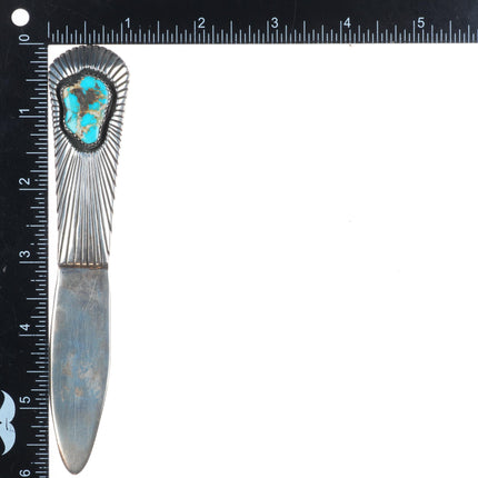 3 Vintage Navajo sterling silver letter openers thunderbird, Kachina, turquoise