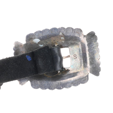 Roger Skeet Jr Navajo sterling silver hand stamped vintage concho belt