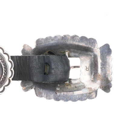 Roger Skeet Jr Navajo sterling silver hand stamped vintage concho belt