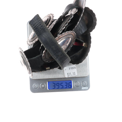 Roger Skeet Jr Navajo sterling silver hand stamped vintage concho belt