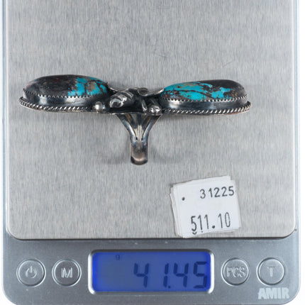 sz6.5 Marcus Chavez Navajo figural Bumblebee sterling silver turquoise ring