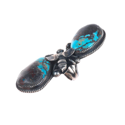 sz6.5 Marcus Chavez Navajo figural Bumblebee sterling silver turquoise ring