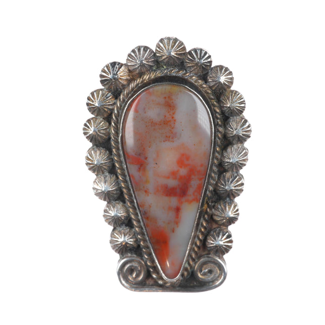 sz6.5 c1940's Vintage Native American Navajo sterling silver petrified wood ring