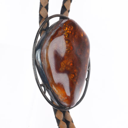 c1960 c-31 Fire Agate sterling silver southwestern modernist bolo tie
