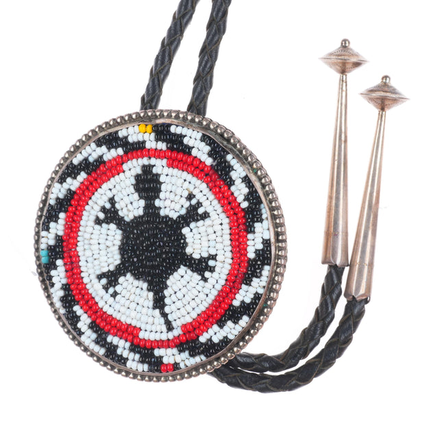 Vintage Begay Navajo Sterling silver Native American beadwork bolo tie turtle