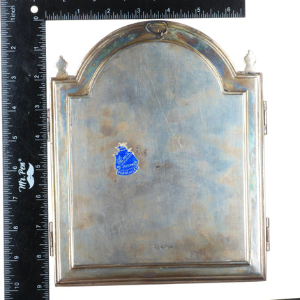 Vintage Valles Sterling silver Enamel folding Nativity Jesus & Mary scene