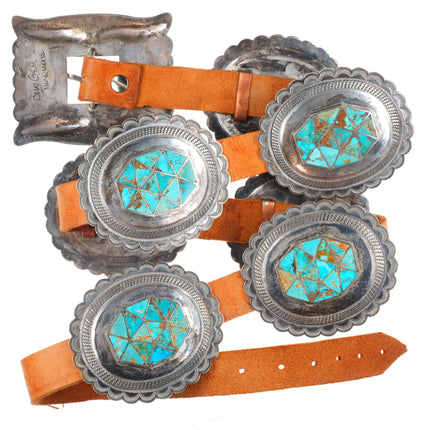 Big Roger Skeet Jr Vintage Navajo Blue Gem turquoise sterling silver concho belt