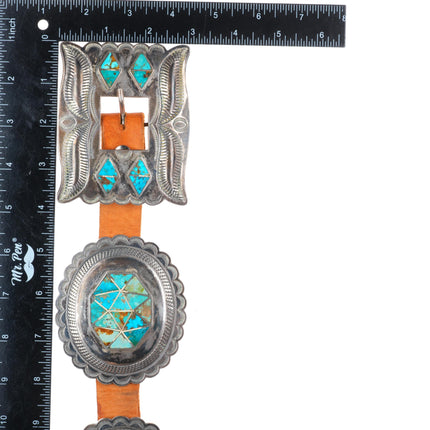Big Roger Skeet Jr Vintage Navajo Blue Gem turquoise sterling silver concho belt