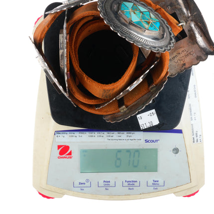 Big Roger Skeet Jr Vintage Navajo Blue Gem turquoise sterling silver concho belt