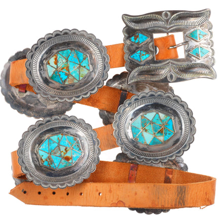 Big Roger Skeet Jr Vintage Navajo Blue Gem turquoise sterling silver concho belt