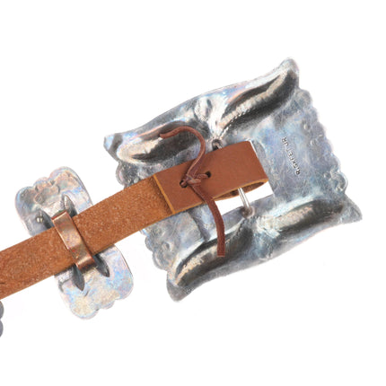 Roger Skeet Jr Navajo King's Manassa turquoise sterling silver concho belt