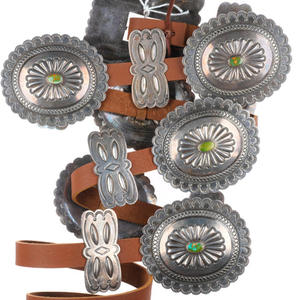 Roger Skeet Jr Navajo King's Manassa turquoise sterling silver concho belt