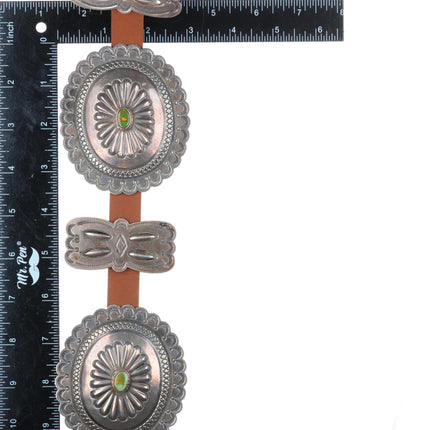 Roger Skeet Jr Navajo King's Manassa turquoise sterling silver concho belt