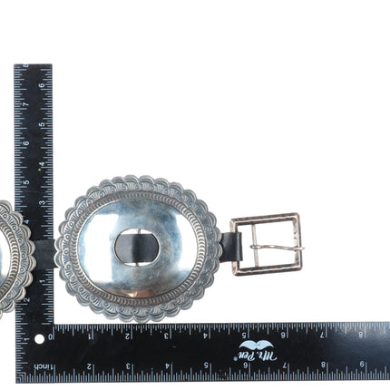 Big Vintage Navajo First Phase style sterling silver nicely stamped concho belt