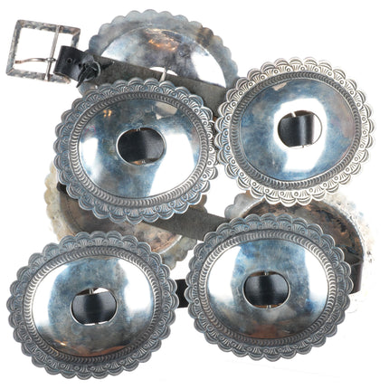 Big Vintage Navajo First Phase style sterling silver nicely stamped concho belt