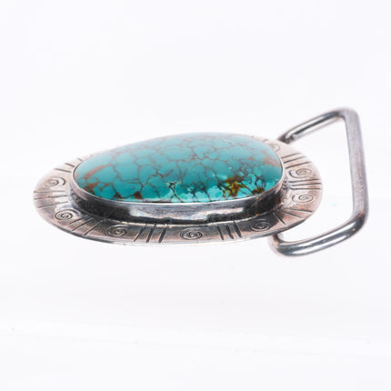 Vintage southwestern sterling silver red webbed turquoise  belt buckle