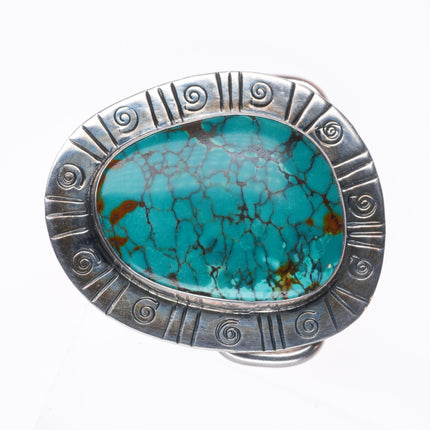 Vintage southwestern sterling silver red webbed turquoise  belt buckle