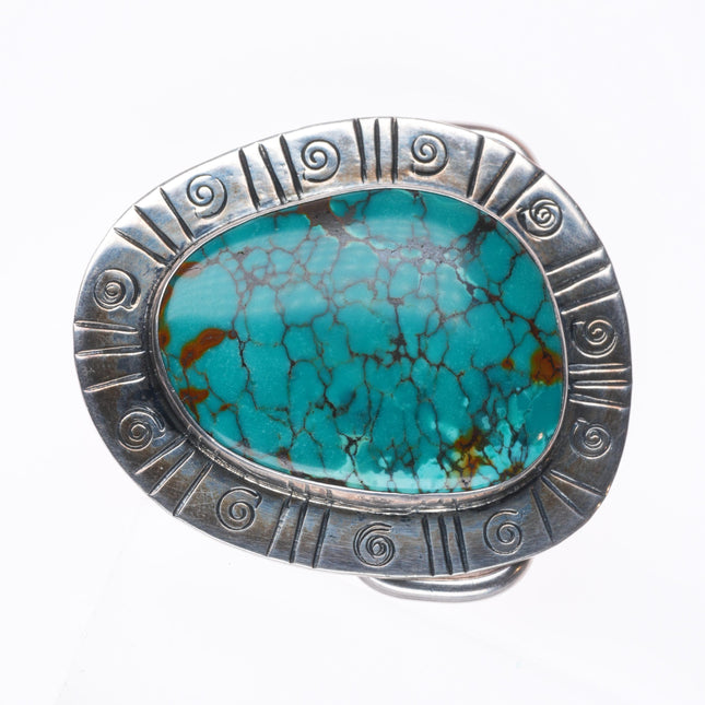 Vintage southwestern sterling silver red webbed turquoise  belt buckle