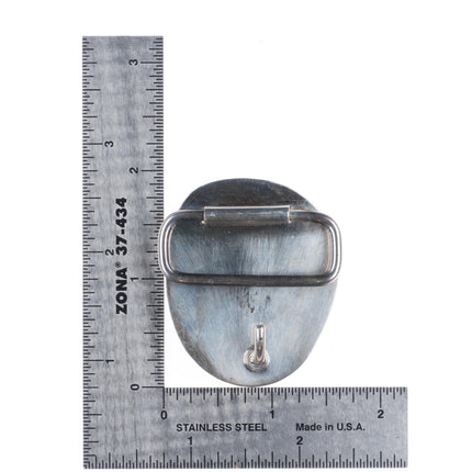 Vintage southwestern sterling silver red webbed turquoise  belt buckle