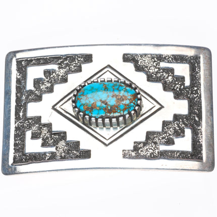 Toney Mitchell Navajo sterling silver high grade turquoise belt buckle