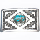 Toney Mitchell Navajo sterling silver high grade turquoise belt buckle