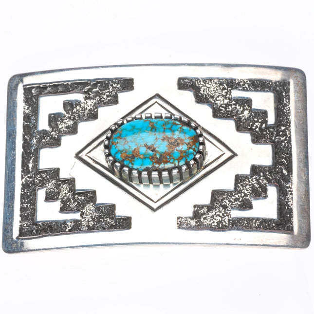 Toney Mitchell Navajo sterling silver high grade turquoise belt buckle