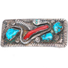 Dan Simplicio Zuni sterling silver snake belt buckle turquoise/branch coral
