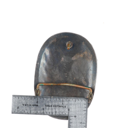 Vintage Navajo sterling silver turquoise belt buckle 4 stone