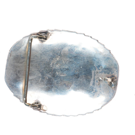 Vintage Navajo sterling silver gold filled onyx belt buckle