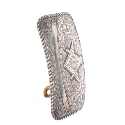 Vintage Crumrine sterling silver Masonic/Masons belt buckle