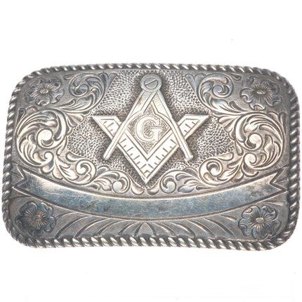 Vintage Crumrine sterling silver Masonic/Masons belt buckle