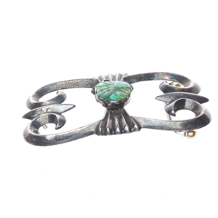 Huge vintage Zuni sterling silver carved turquoise cast belt buckle