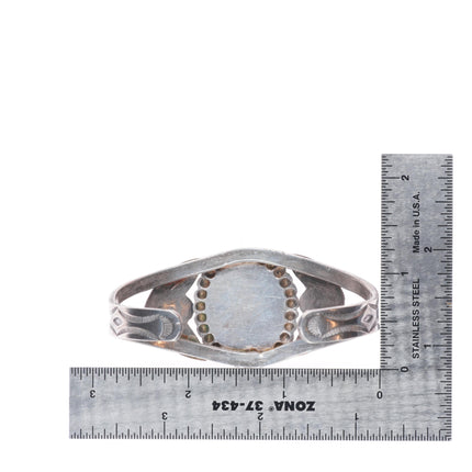 6.5" c1940's Vintage Navajo sterling silver deep stamped cuff bracelet turquoise