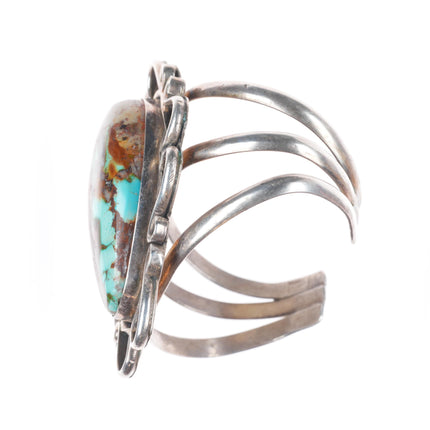 5.8" Vintage Navajo sterling silver cuff bracelet with nice Royston turquoise